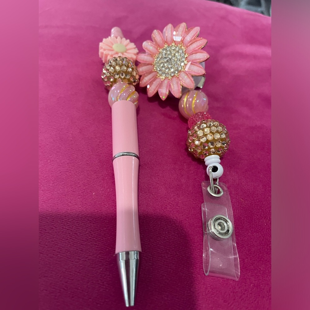 DIY pen and badge set. Write in style at work or school be unique as you are.